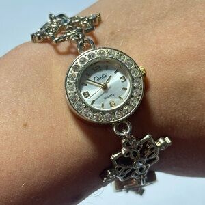 Fiorlini Filigree Clear Rhinestone Bracelet Watch (Untested) Old Money Fairycore